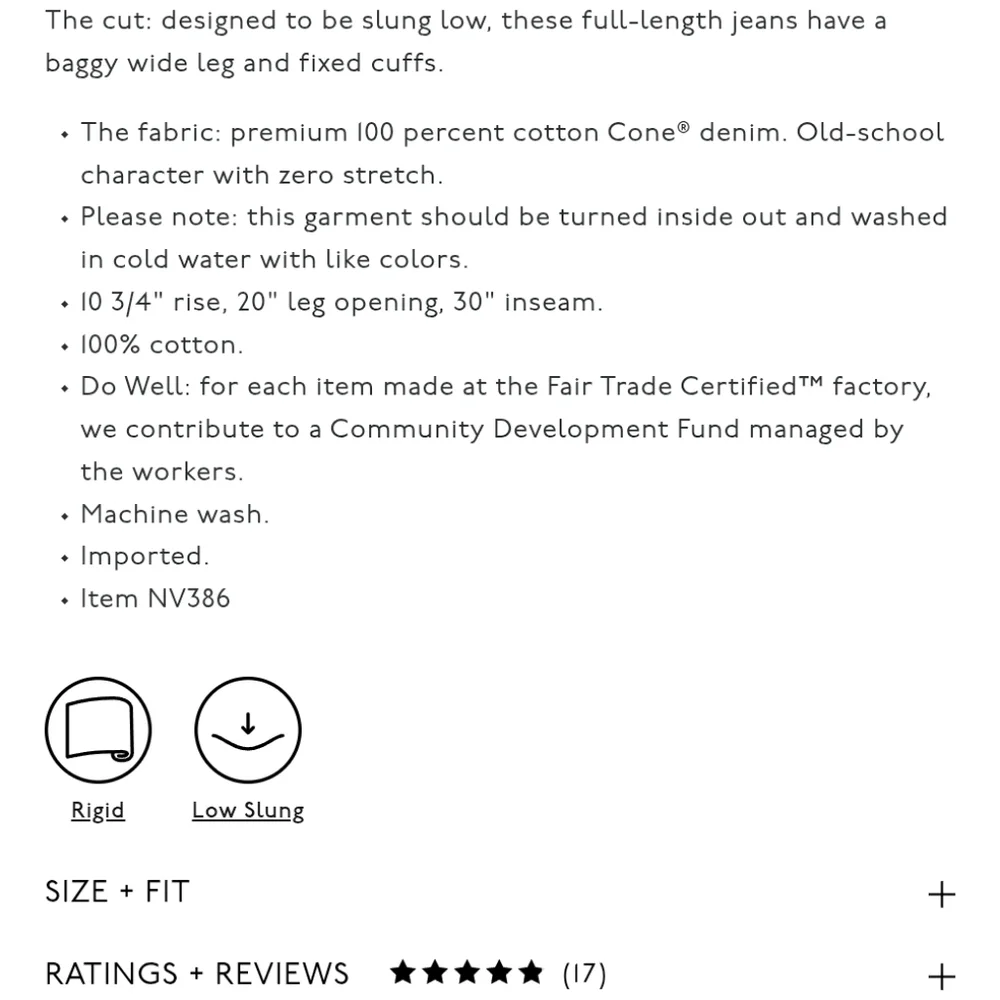 NWT Madewell Low-Slung Baggy Jeans Pure White Rigid Denim With Cuff Size 25 - Picture 12 of 13